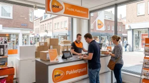 PostNL punt Heerlen waar inwoners pakketten kunnen versturen, ophalen en retourneren in samenwerkingswinkels